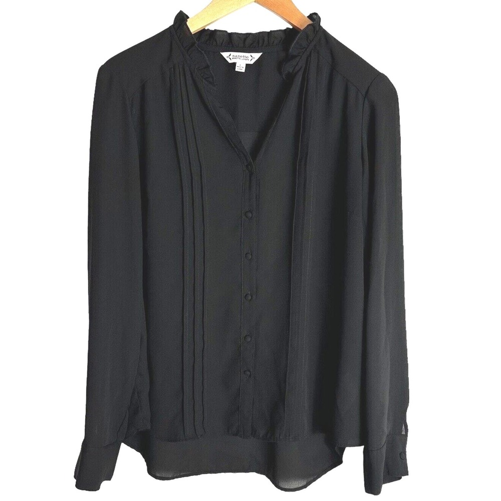 Nanette Lepore Blouse Womens Large Dark Academia Goth Feminine Vamp Office Siren